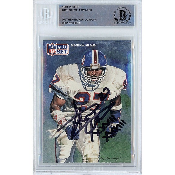Steve Atwater Denver Broncos Autographed 1991 Pro Set Football Card Beckett Slab - Picture 1 of 5